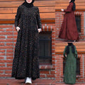 Muslim Abayat Fashion Print Cotton Linen Long Vintage | SAMAG