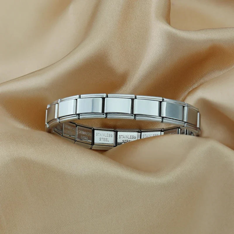 Hapiship Women's Jewelry DIY 9mm Width Itanlian Elastic Charm Bracelet Fashion Stainless Steel Bangle ST - Visuel 4 | SAMAG