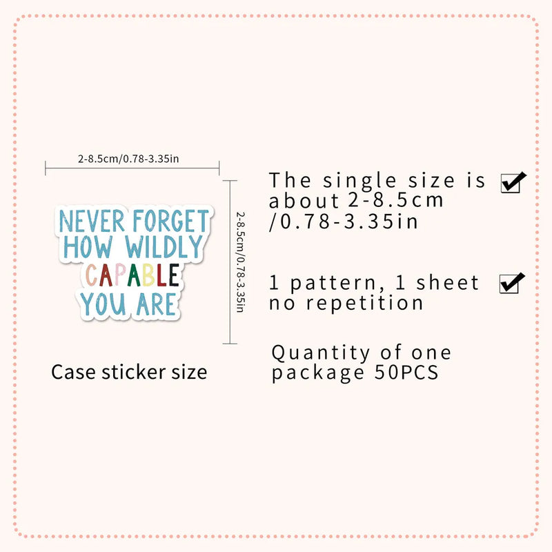 50 Pcs Mental Health Journal Stickers - Inspirational Creative English Text Graffiti, Waterproof AnimeWorlds Store