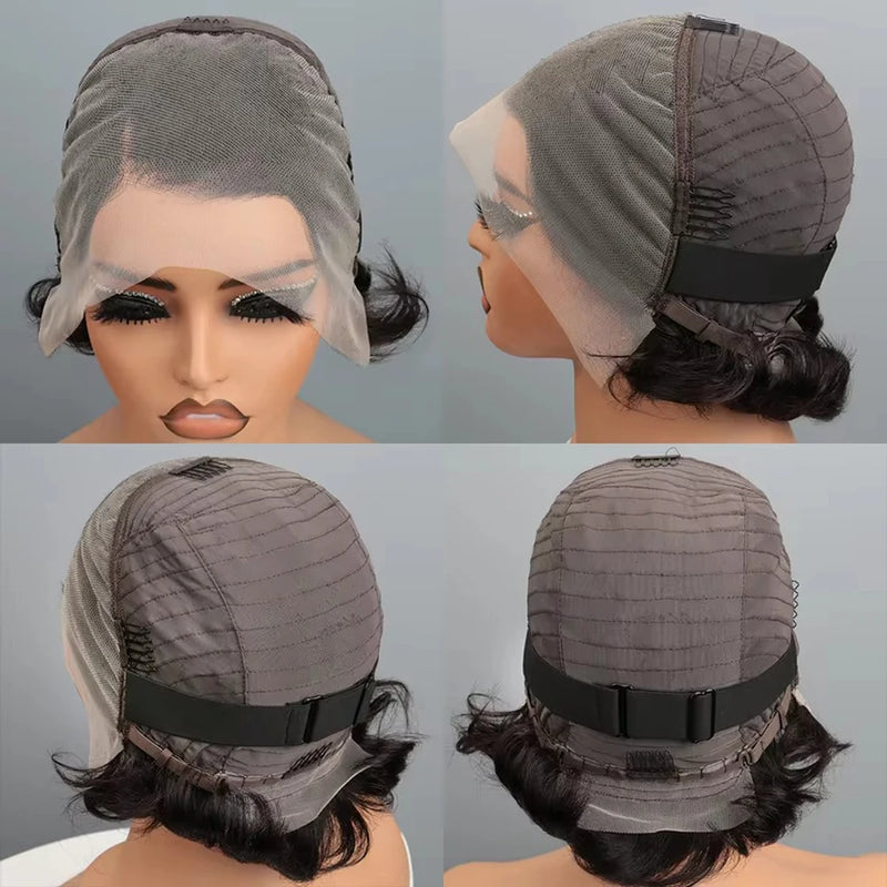 Side Part Wig Human Hair 13x1 Lace Frontal Wigs Pixie Cut Short Bob Human Hair Wigs For Women 13x4 Lace Front Human Hair Wig