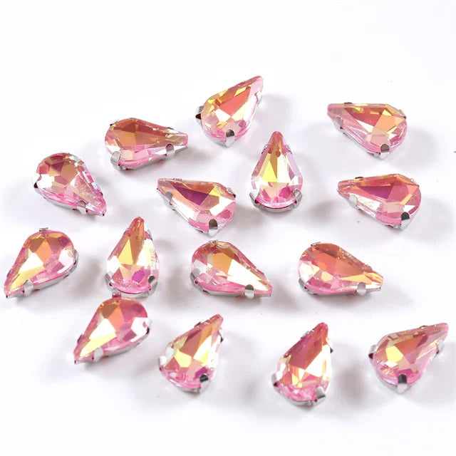 8x13mm Teardrop Crystal Sew On Rhinestone With Silver - View 14 | SAMAG