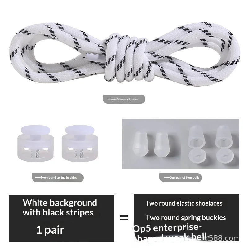 Colorful Spring Lock No Tie Shoelaces 1Pair Round Elastic Quick Lazy Shoelace for Kids Adult Sports Sneakers