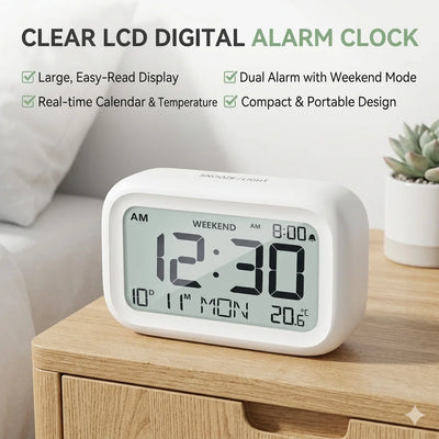 Digital Alarm Clock with LCD Display Battery Operated | SAMAG