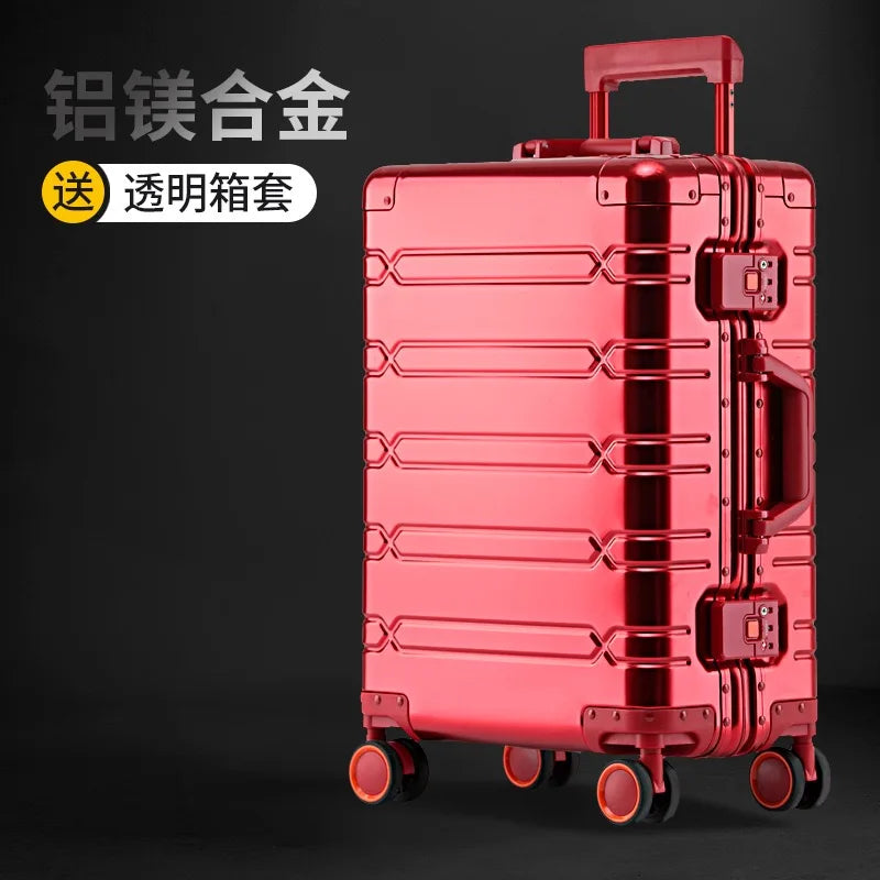 COLENARA All Aluminum Magnesium Alloy Luggage 20 Inch Cabin Rolling Metal Password Box 28 Inch Large Capacity Travel Suitcase