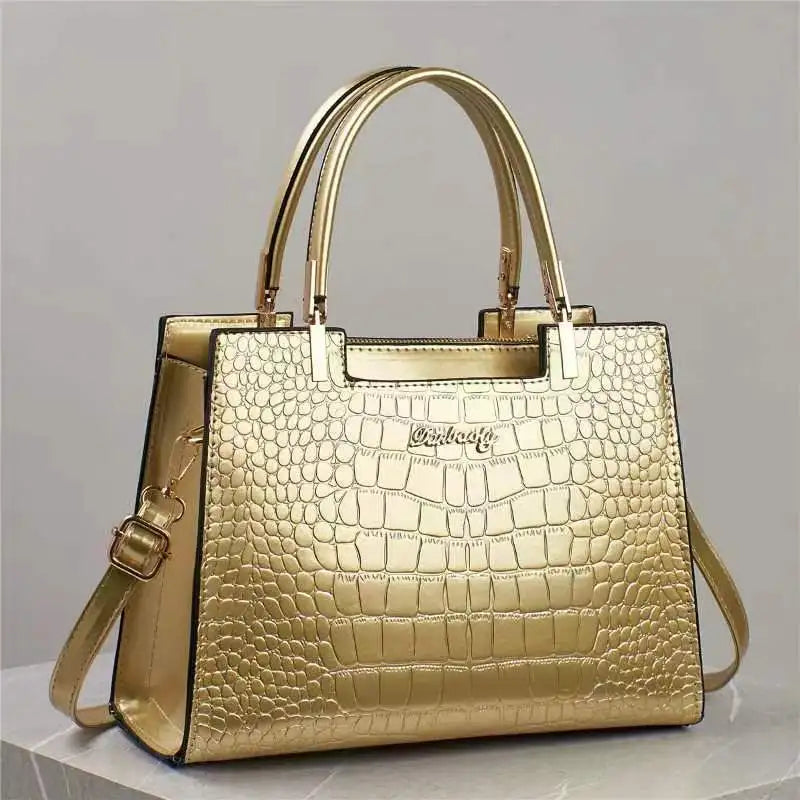 Luxury Bright Leather Ladies HandBags High-end Crocodile  Messenger Bags Boston Ladies Shopping Shoulder Tote Bags Crossbody Bag