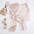 Women 100% Pure Mulberry Silk Charmeuse Silk V Neck Pajama Set Casual Loose Sleepwear Nightwear L XL SQ001