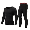 2 Pieces Of Spring New Men's Solid Color Base Suit Comfortable Round Neck Long Sleeved Top T-shirt Color Elastic Waist Pants