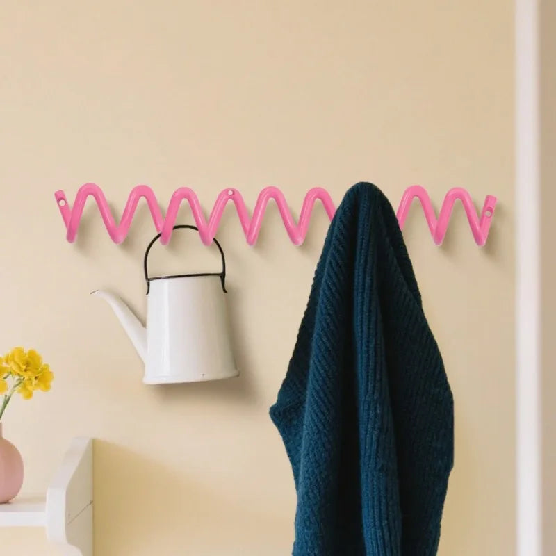 Wall Mounted Coat Rack Iron Clothes Hanger Modern Hall Wave Clothing Racks Aesthetic Wall Organizer Hook Living Room Furniture