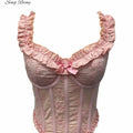 SINGREINY Floral Embroidery Lingerie Women Strap Irregular Corset Short Tank Top Sensual French Hotsweet Slim Sexy Beach Camis