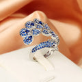 Creative Peacock 925 Silver Plated Ring for Women Bright Blue AAAA Zircon Open Adjustable Jewelry Silver Jewelry Wedding Ring