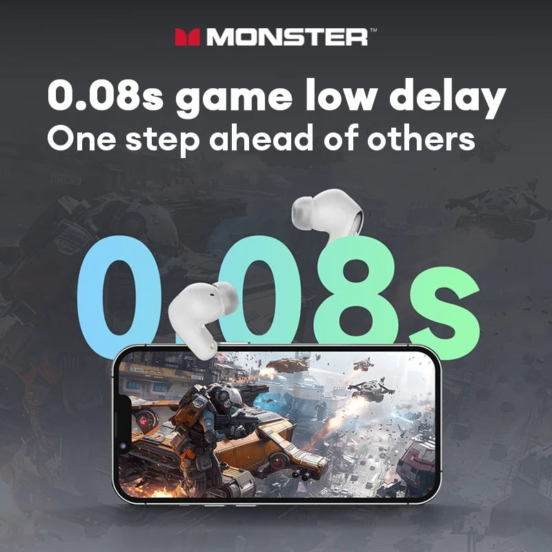 Monster MQT52 Wireless Headphones Bluetooth 5.4 HIFI Stereo Earphones Talking Noise Canceling Music  Gaming Headset with Mic