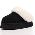 Shevalues Winter Furry Women's Slippers Platform Slippers Fluffy Cozy Warm Indoor Slides Plush Lining Outdoor Women's Slippers