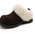 2026 Autumn Winter New Women Round Toe Flannel Closed Toe Slippers Retro Platform Slippers Plush Warm Non Slip Outdoor Slides