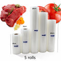 5 Rolls/Lot Food vacuum sealer Storage saver bags Vacuum 5 size Bags For Kitchen Vacuum Sealer to keep food fresh