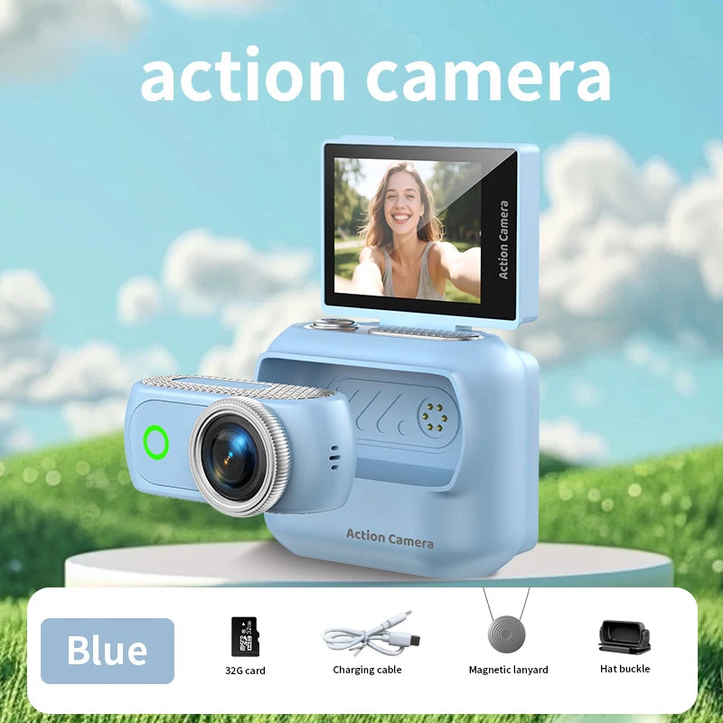 HD 1080P Mini Magnetic 2.0" Action Camera For VLOG Motorcycles Bicycle Car Sports Screen Flip Portable Detachable Action Camera