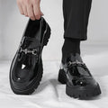 British Style Metal Buckle Loafers Men Thick-soled Wedding Shoes New Formal Business Comfort Shoes Slip-on Leather Casual Shoes