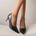Black High Heels for Women's Sexy Fine Heel Pumps Fashion Party Plus Size 43 Pointed Toe Leathersexy Elegant High Heels