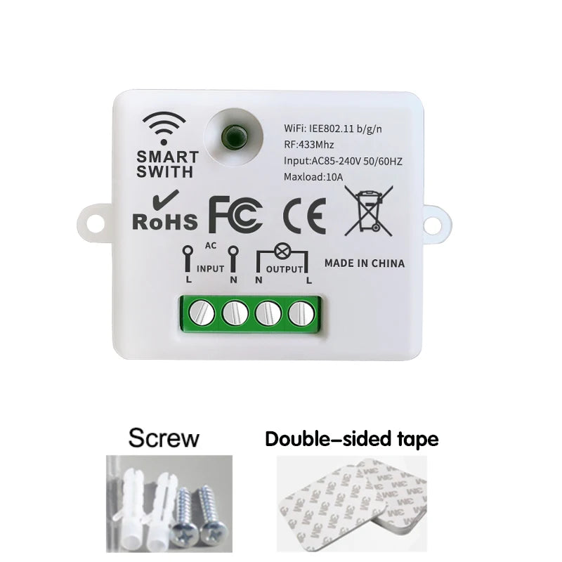 Mini WIFI Smart Light Switch Tuya Smart Life APP Wall Panels Touch Switch 433Mhz DIY Relay Module Timer Voice Google Home Alexa