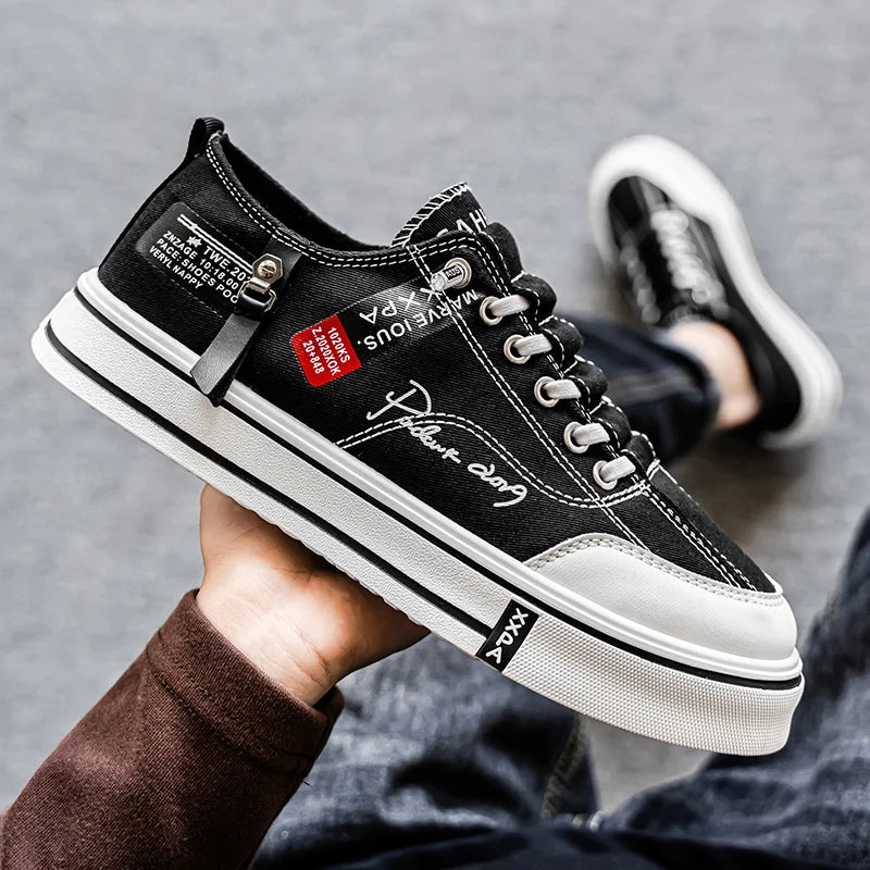 Men's Canvas Shoes Low Top Board Shoes Casual Trendy Shoes,  Men's Shoes Student Youth Thick Soled Cloth Shoes