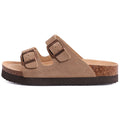 Kidmi New Men Sandals Men Double Buckle Sandals Cork Suede Men Slippers Outdoor Beach Slide Sandals Casual Soft Nonslip Sandals
