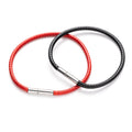 1.5/2/3mm Black Red Bracelet Stainless Steel Clasp For Women Man Couple Leather String Homme Hand Thread Male Jewelry Trending