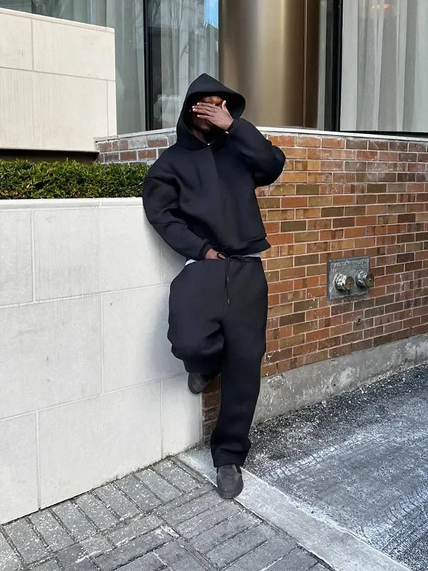 Solid Couple's Hooded Sweatshirt Casual Loose Sweatpants | SAMAG