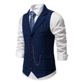 Men's Suit Vest Fashion Turn-Down Collar Pockets Suit Vests England Style Smart Casual Vintage Gentleman Leisure Party Waistcoat