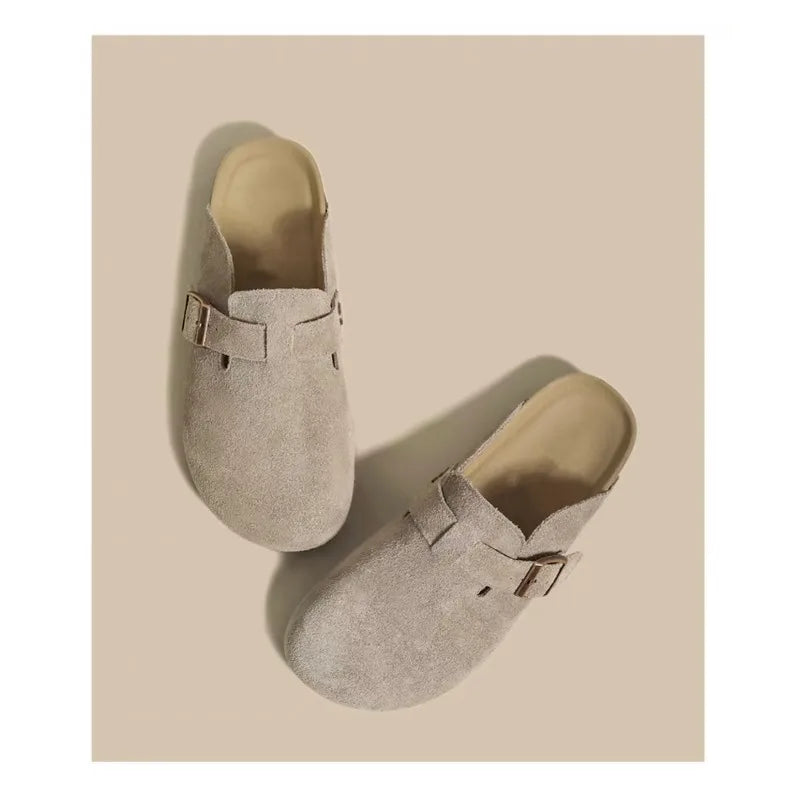 Cork Suede Mules Slippers for Women Fashion Clogs Shoes Classic Cork Antislip Outdoor Slippers with Arch Support Slipper