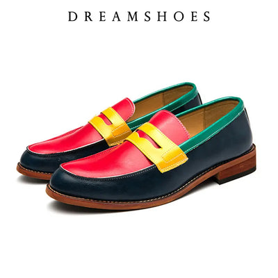 Italian Luxury Brand Patchwork Loafers Men's Multicolor | SAMAG