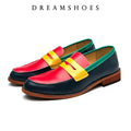 Italian Luxury Brand Patchwork  Loafers Men's Multicolor Leather Shoes Slip-on Fashion Soft-soled Casual Shoes Wedding Moccasin