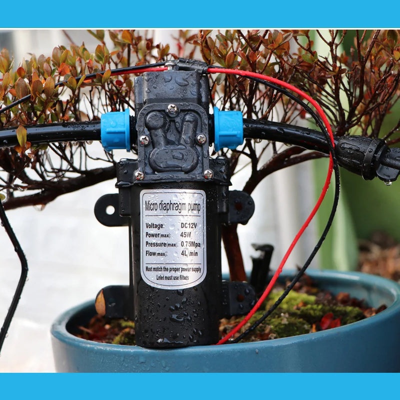 45W Pump 0.4MM Automatic Timing Cooling Watering System 6/9/12/18/21M Outdoor Garden Irrigation Kit Brass Mist Nozzles Sprayer