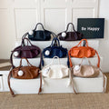 Orange Handbag High Quality Pu Leather Bag Lady Designer Pleated Cloud Bag Fashion Hobo Shoulder Bag Female Dumpling Tote