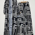 Design retro positioning printed long cardigan+vest three piece set for spring women's clothing+loose pants skirt fashion set
