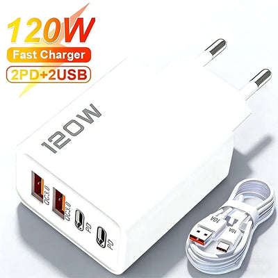 4 Ports 120W Charger Quick Charge 3.0 USB C PD Type C | SAMAG