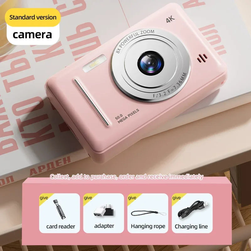 4K Digital Camera CCD Portable Card Camera Entry-level Camera Dual Camera Flash 50 Million Pixels Auto Focus Record Anytime