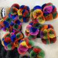 Fur Slides Factory Supply Mixed Color Pom Pom Six Balls Fox Fur Multi-Color Fluffy Fur Slippers For Women