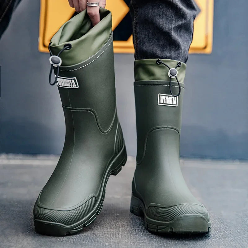 Rain Boots for Men Fishing Non-slip Man Shoes Cheap Middle Tube Water Shoes Outdoor Wear-resistant Garden Outdoor Work Shoes