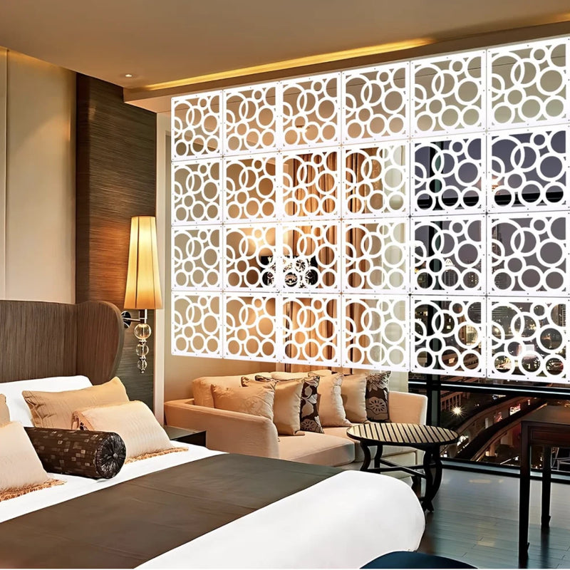 12 PCS Hanging Room Divider Decorative Thick Wall Screen Panels Floral Carving Pattern Hollow Out Design for Bedroom Living Dini