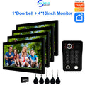 Anjielo Fingerprint 5in1 Unlock Doorbell Video Intercom for Home 10inch Touch Screen 1080P Tuya Smart Video Doorphone 4 Monitor