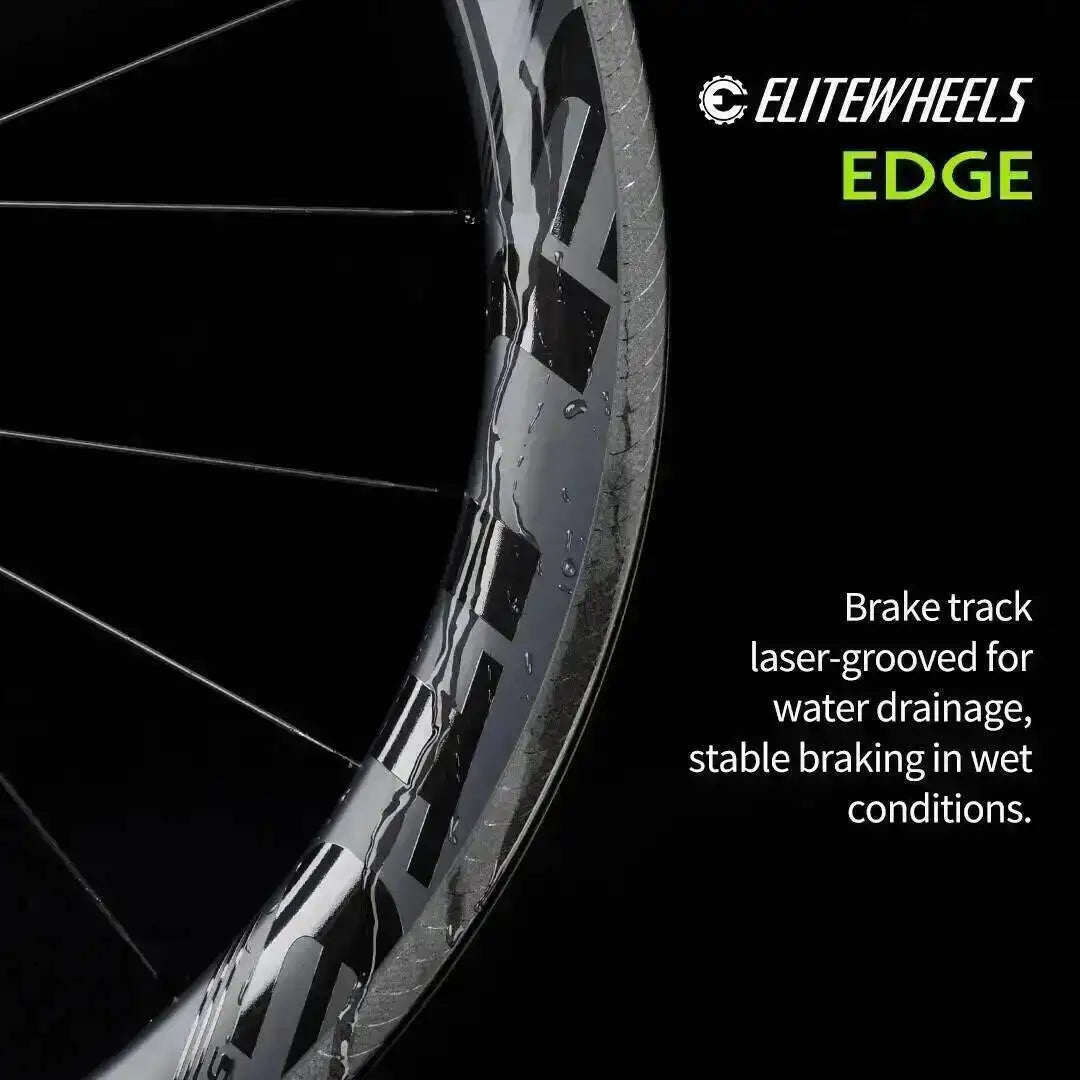 ELITEWHEELS EDGE Ultralight 1291g Carbon Wheelset for Road Bikes - Rim Brake 40mm/50mm Depth 36T Ratchet System Wing 20 Spokes