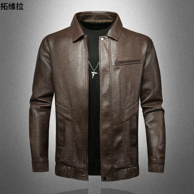 Style Leather Jacket for Men - Spring Slim Lapel Coat | SAMAG