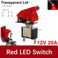 Auto Car Boat Truck Illuminated Led Toggle Switch ON OFF With Safety Aircraft Flip Up Cover Guard 12V20A Transparent