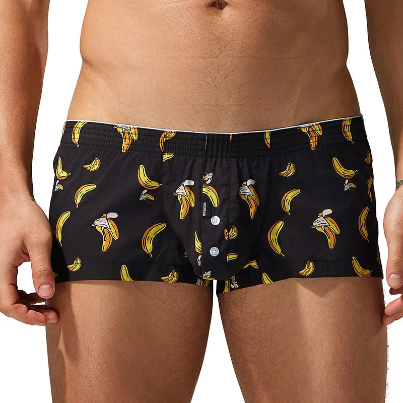 SEOBEAN Men's Cotton Sleepwear U-Shaped Pouch Arro Pants Casual Cotton Home Shorts Trendy Sensual Flat-Bottomed Underwear