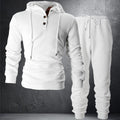 Men's Diamond Jacquard Hooded Outfits, White Half Button | SAMAG