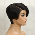 Clearance Sales Glueless Straight Pixie Cut Human Hair Wig Short Wig Right Part Lace Wigs Natural For Women 100% Human Black Wig