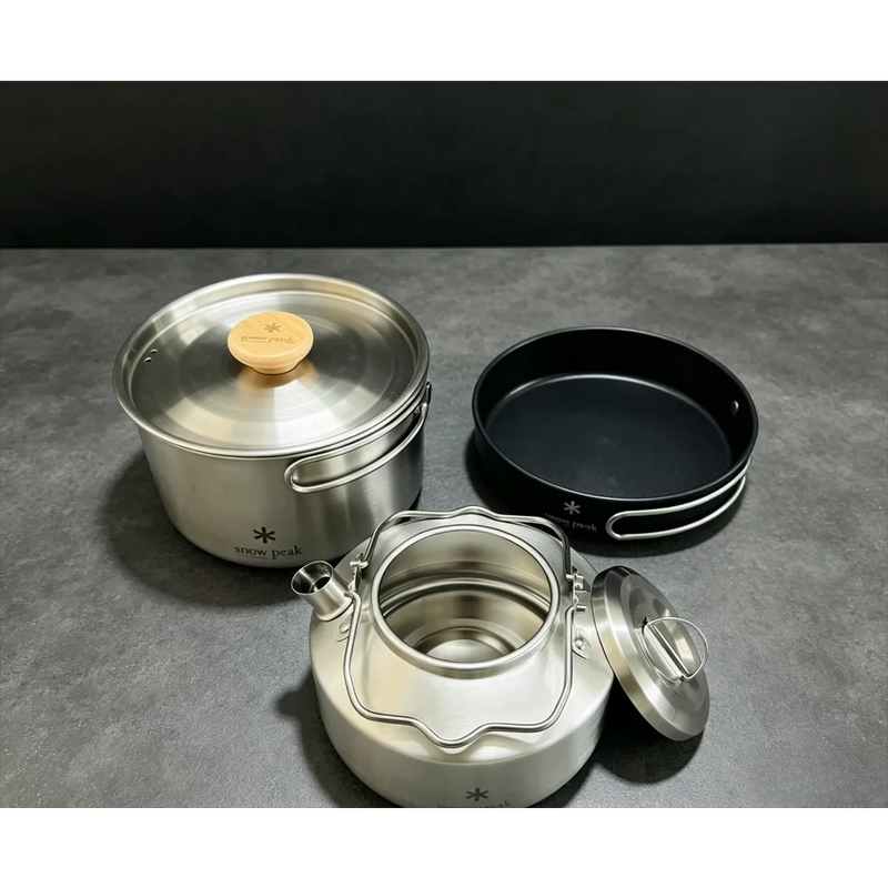snow peak Stainless Steel Camping Cookware Portable Non Stick Cooking Pot Kettle Outdoor Camping Hiking Picnic Travel