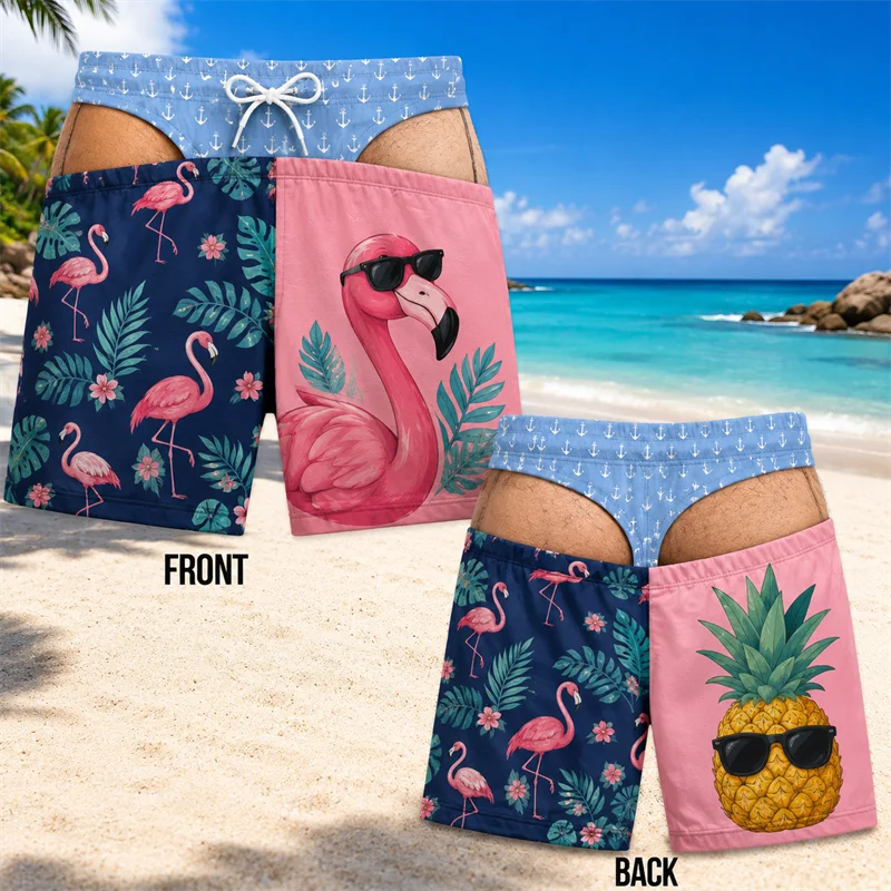 Novelty Fake Butt Swim Trunks for Men Funny Beach Party | SAMAG