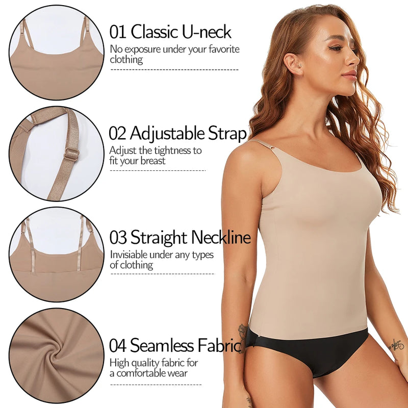 Seamless Shapewear Tank Tops Camisole Women Tummy Control Smooth Compression Vest Nude Black Women Clothing