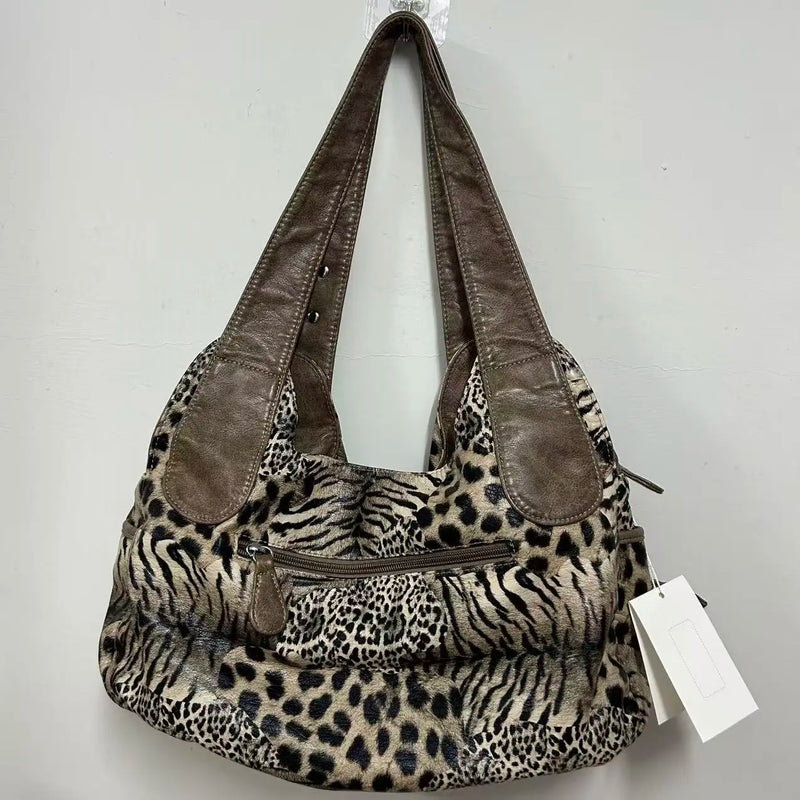 Women Handbags Fashion Leopard Shoulder Bag Large Tote Top-handle Shopping Pack Multifunctional Satchel Lady Hobos  Big Purse