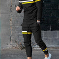 New Men's Striped Printed Breathable and Comfortable Round Neck T - Shirt and Pants Set for Summer Outdoor Leisure | SAMAG
